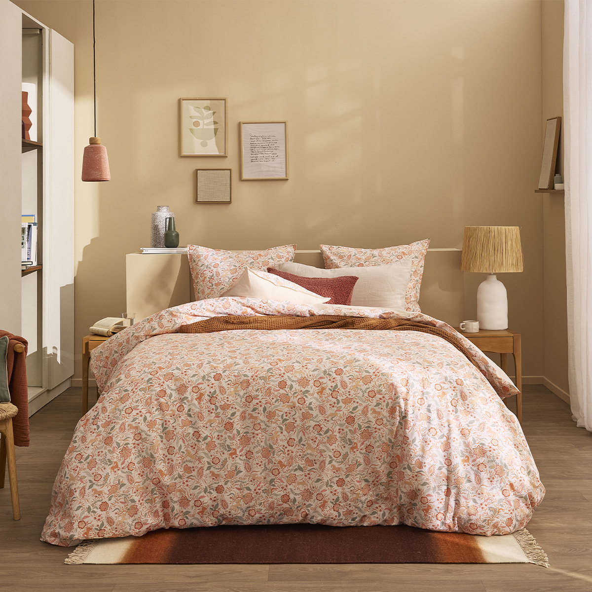 Parure de lit Housse de couette + taie rectangle en percale de coton, ALLURE, Multicolore