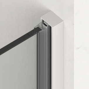 X-MOTION Porte de douche 140x200cm Coulissante, anticalcaire avec profilé blanc (SATBWIXM140NIKAB)