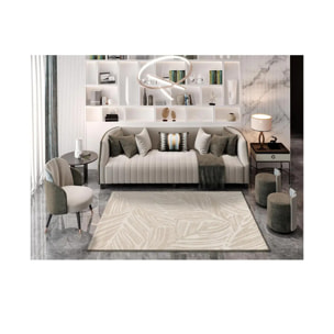 SENSATION Alfombra con motivo vegetal en relieve en blanco, varias medidas disponibles.