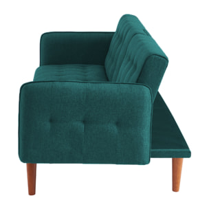 PERTH - Canapé 3 places convertible avec tablette centrale rabattable vert