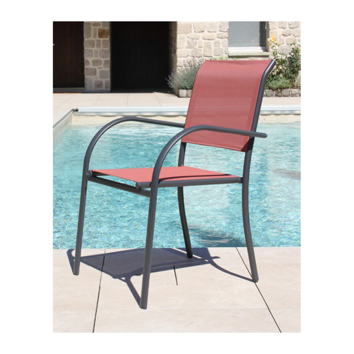 Ensemble table et chaises de jardin  - terracotta - HONFLEUR XL BEZIERS