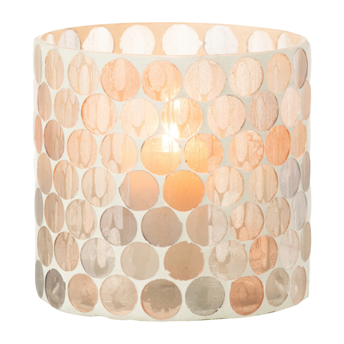 J-Line Photophore Mosaic Cercle Verre Blanc/Orange Large