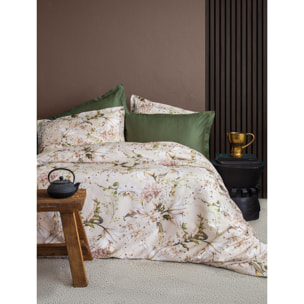 Parure housse de couette et taies oreiller 100% Satin de Coton imprimé