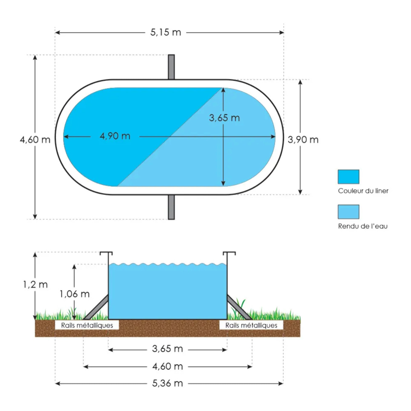 Piscine hors sol acier ovale 4,90 x 3,65 x 1,20 m aspect bois CANYON