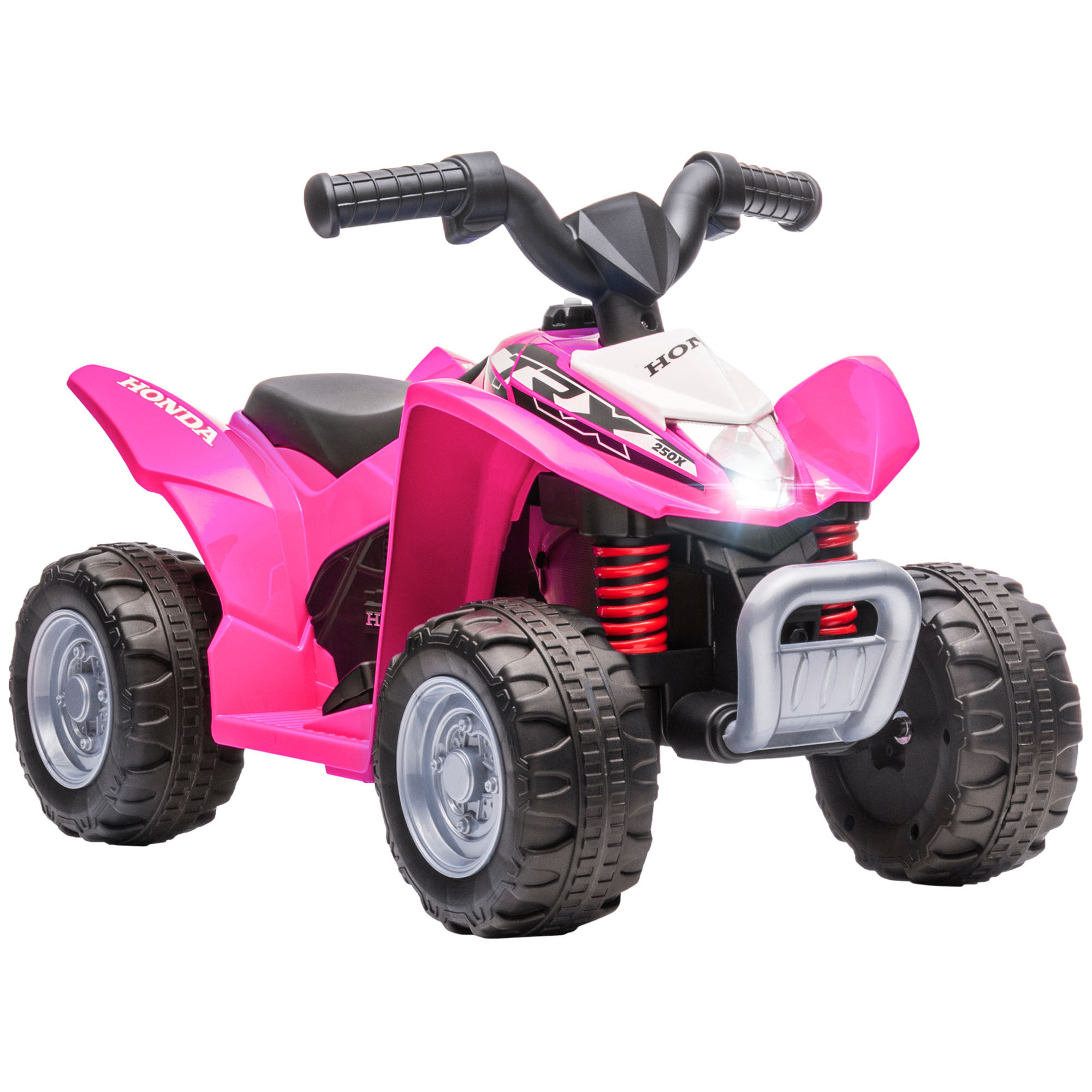 Quad Eléctrico para Niños de 18-36 Meses con Licencia HONDA Vehículo Eléctrico a Batería 6V Infantil con Faros LED Bocina Velocidad de 2,8 km/h y Avance 65,5x38,5x43,5 cm Rosa