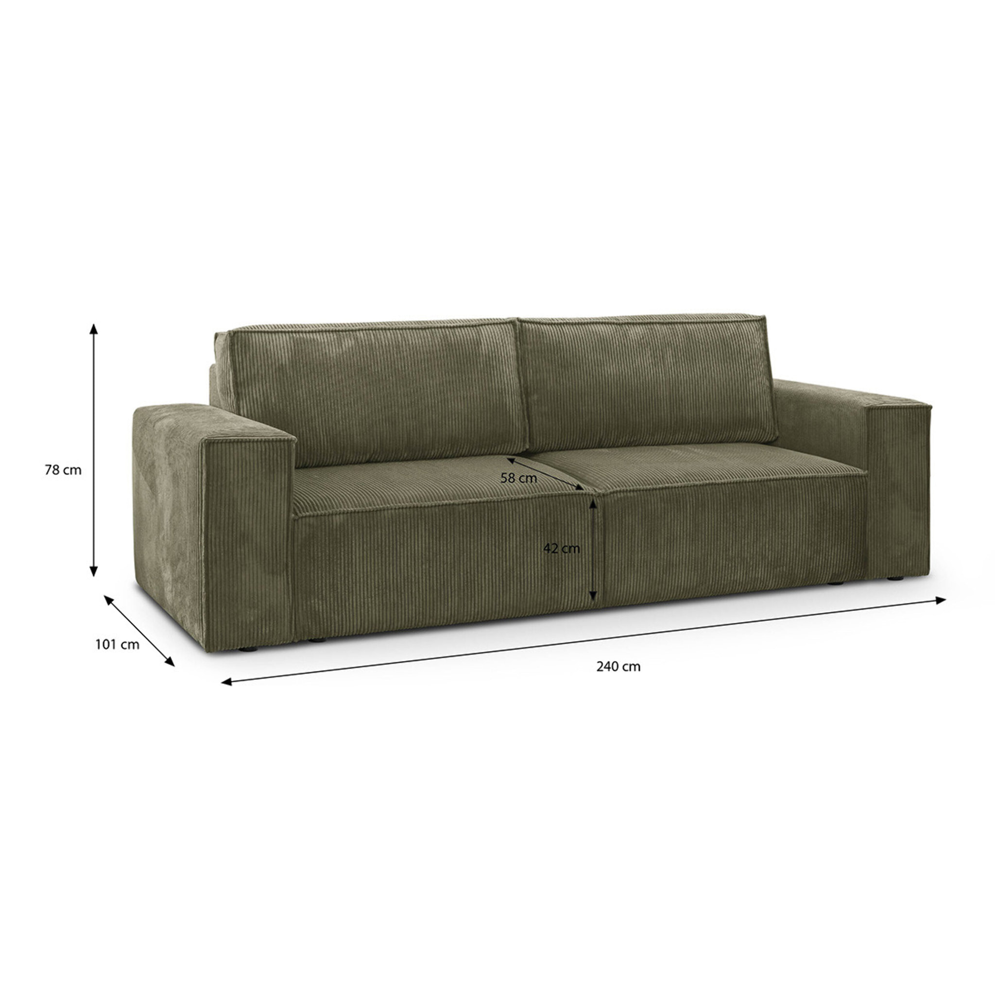 Canapé convertible 3 places en velours côtelé - HARPER