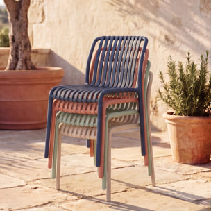 Lot de 2 chaises de jardin empilables en plastique bleu marine - Duli
