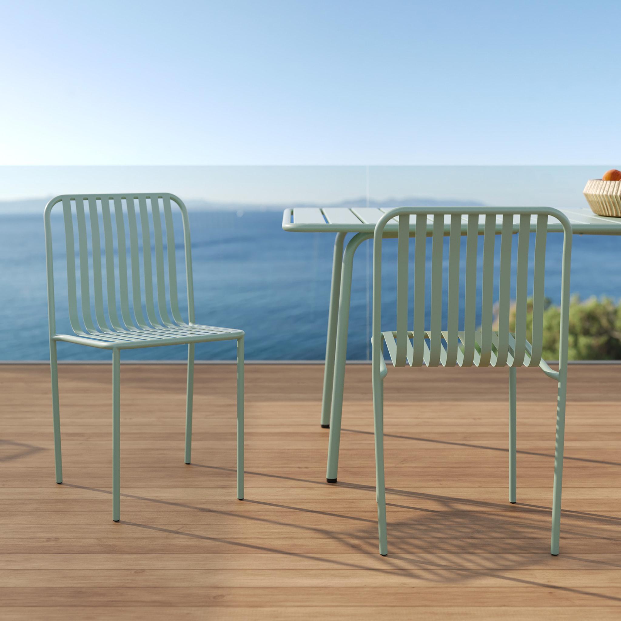 Lot de 2 chaises de jardin en métal vert clair - Yumi