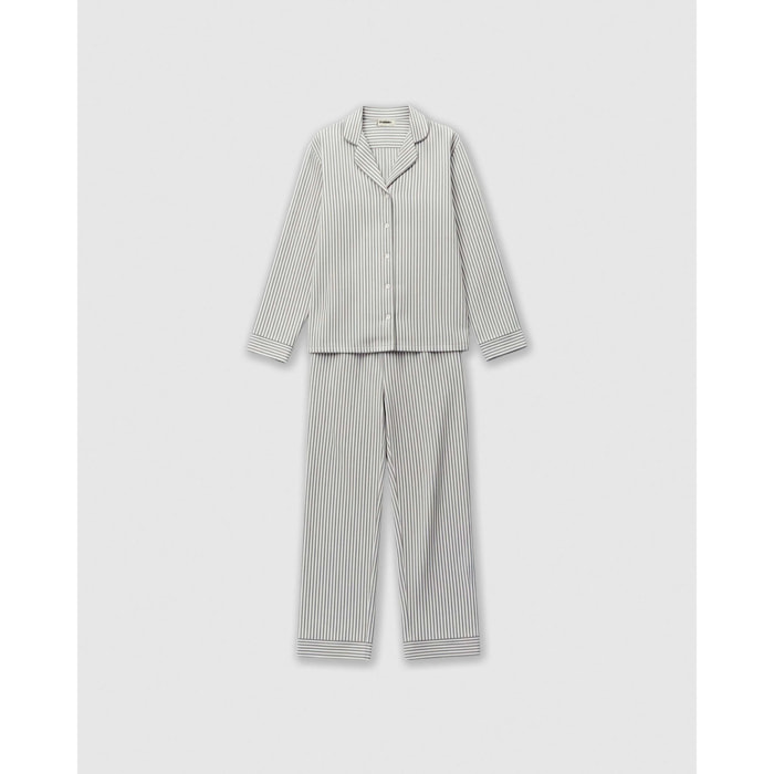 Pigiama lungo camicia in viscosa a righe kodac verde keike