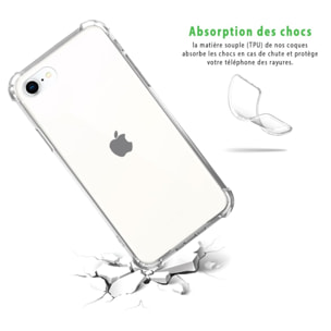 Coque iPhone 7/8 Antichoc Silicone + 2 Vitres en verre trempé Protection écran ultra résistant