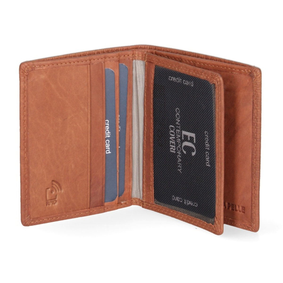Portafoglio uomo in vera pelle - Modello False - Casual - 8.0 x 10.0 x 1.0 cm