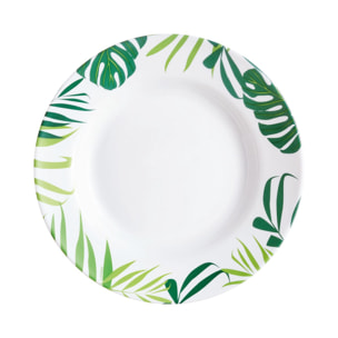 Assiette creuse blanche 22cm Jungle Fever - Luminarc - Verre opale extra résistant