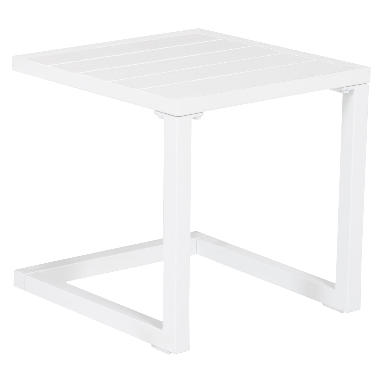 Set bain de soleil et table d'appoint BARBADOS en textilène bleu - aluminium blanc