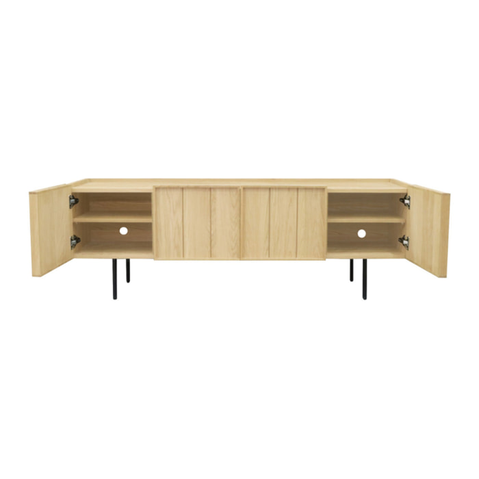 Lines - Meuble TV 4 portes en bois L160cm - Couleur - Bois clair