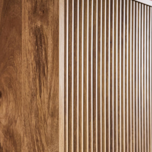 Dressing décor bois de manguier rainuré 2 portes - 90 x 59 x 179.5 cm - Celian