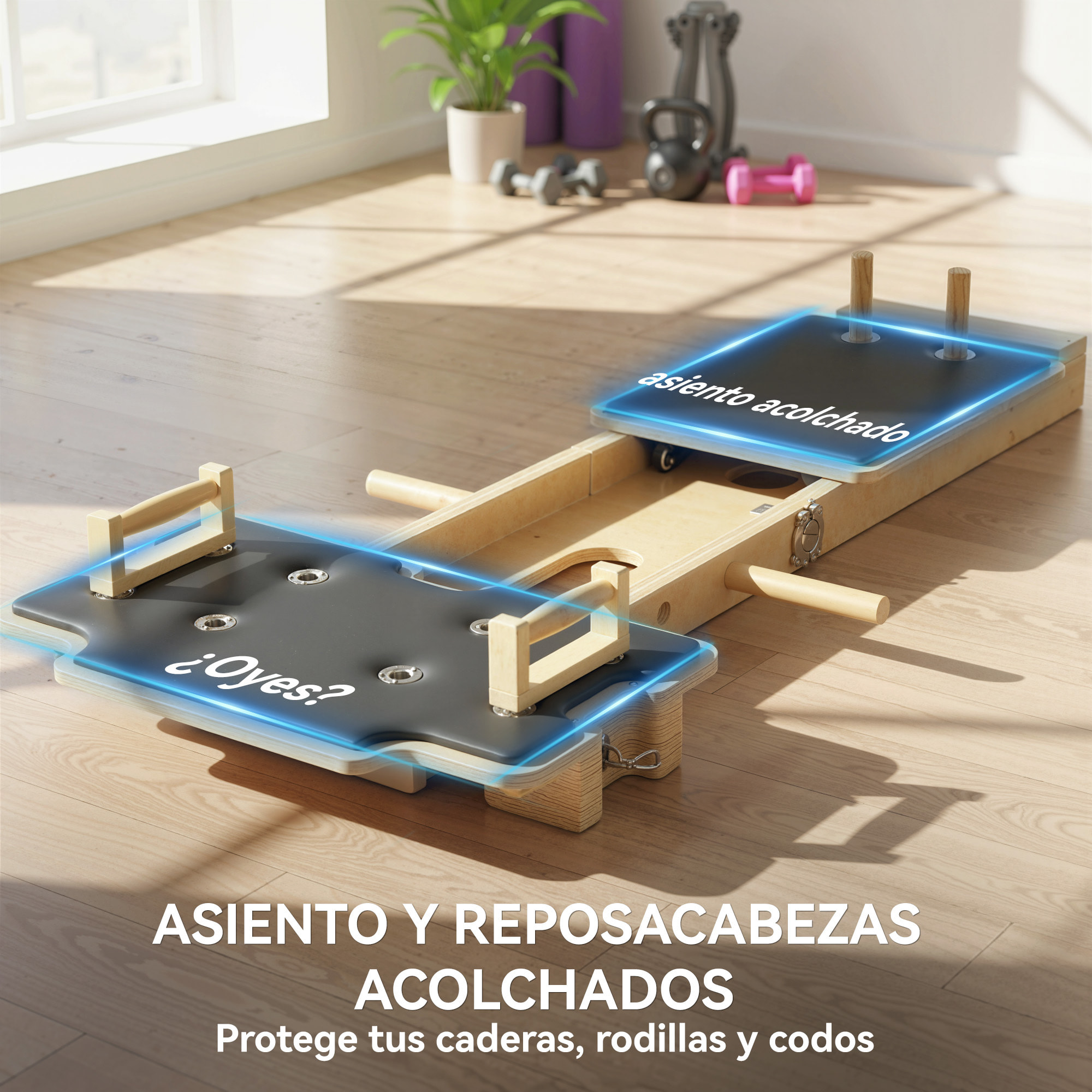 Pilates Reformer, Tabla de Pilates con Bandas de Resistencia, Asas, Rueda Abdominal, Máquina Abdominal Multifuncional para Casa Gimnasio, Entrenamiento de Cuerpo Completo para Mujeres