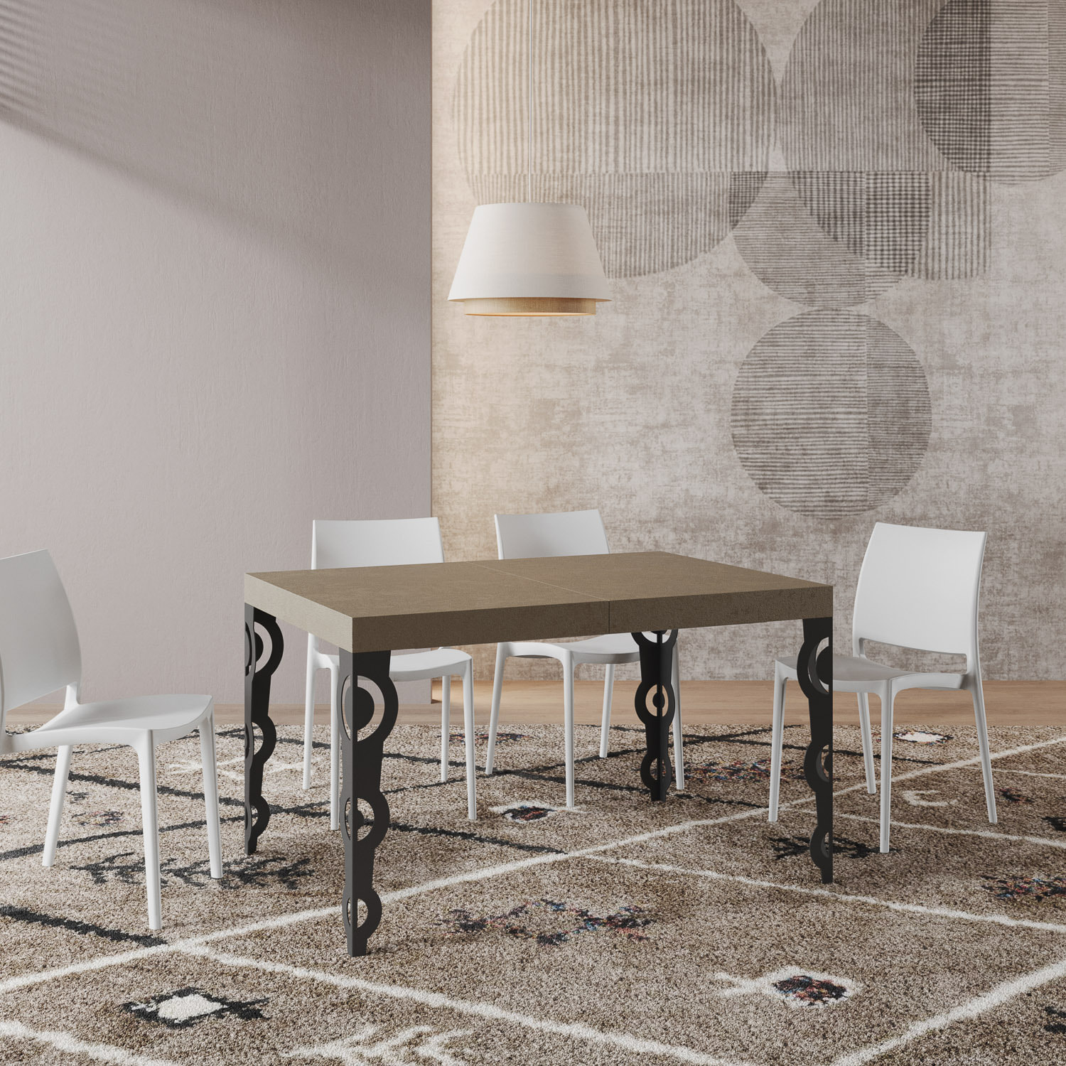 Tavolo allungabile 90x120/224 cm Karamay tortora gambe antracite