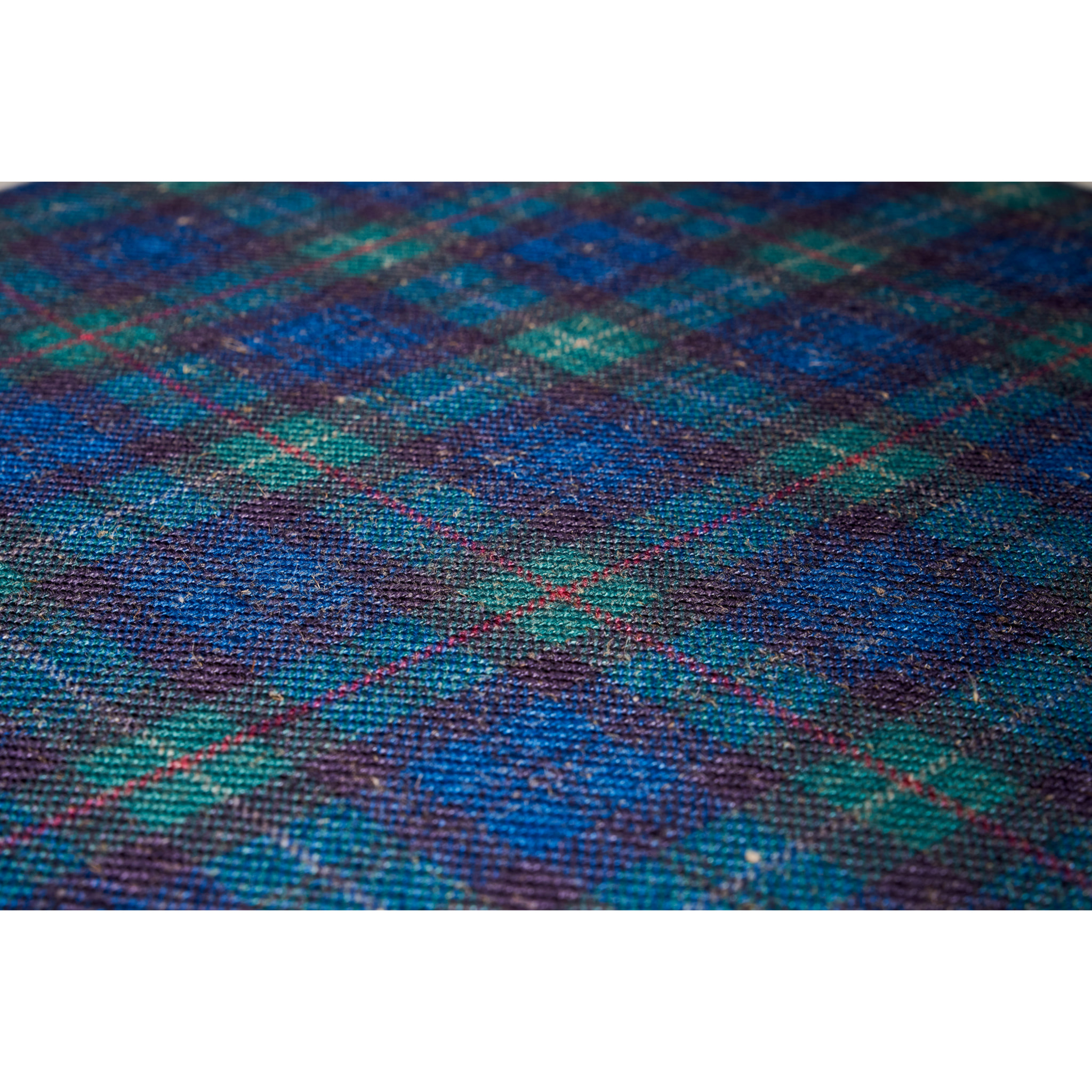 MACKENZIE - SGABELLO BASSO TONDO TARTAN VERDE BLEACHED - misura: 40X40X39 cm