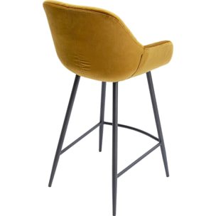 Tabouret de bar Bristol velours jaune Kare Design