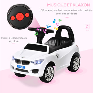 Porteur enfant voiture 18-36 mois assise coffre effets lumineux sonores blanc