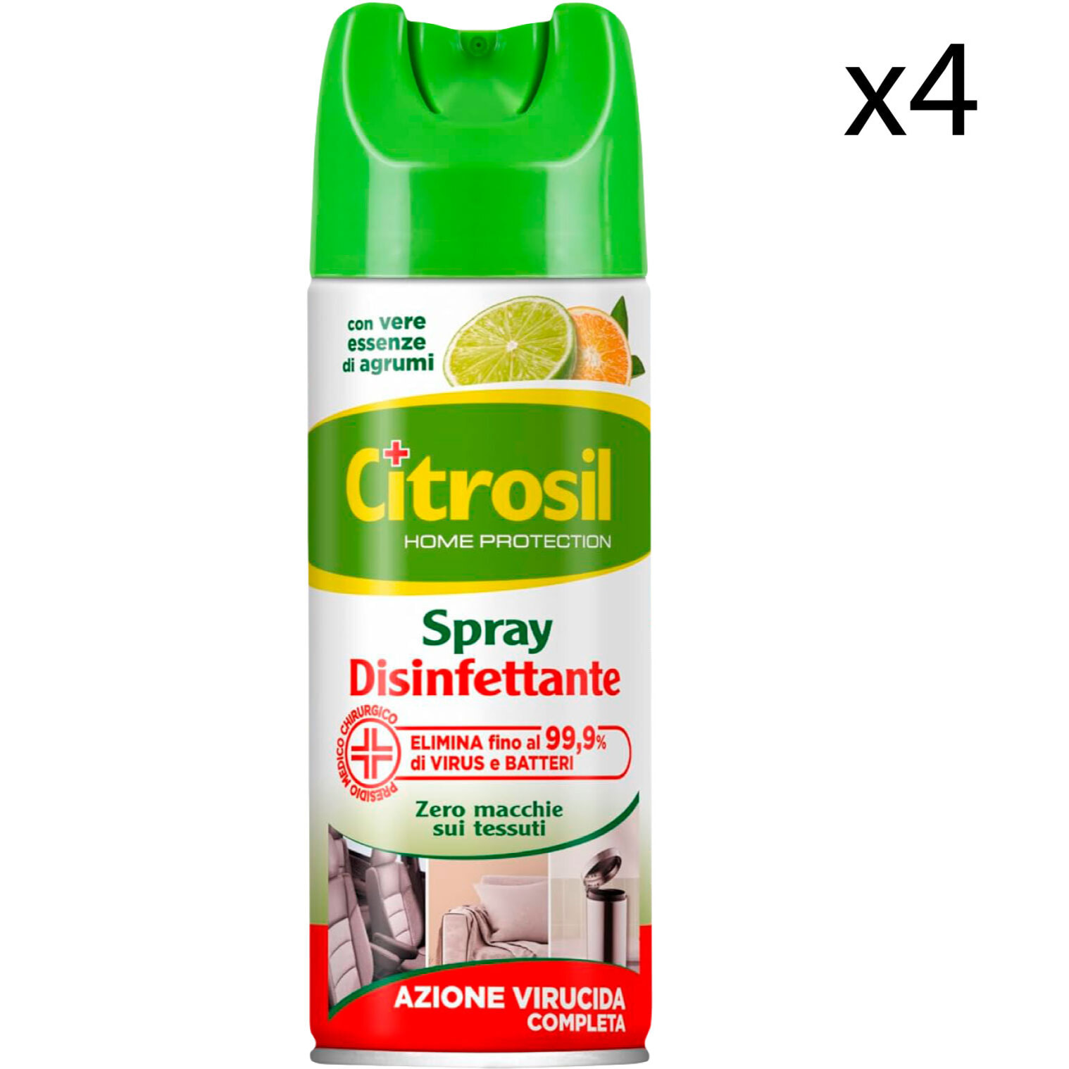 4x Citrosil Spray Disinfettante Superfici con Essenze di Agrumi Presidio Medico Chirurgico - 4 Flaconi da 300ml