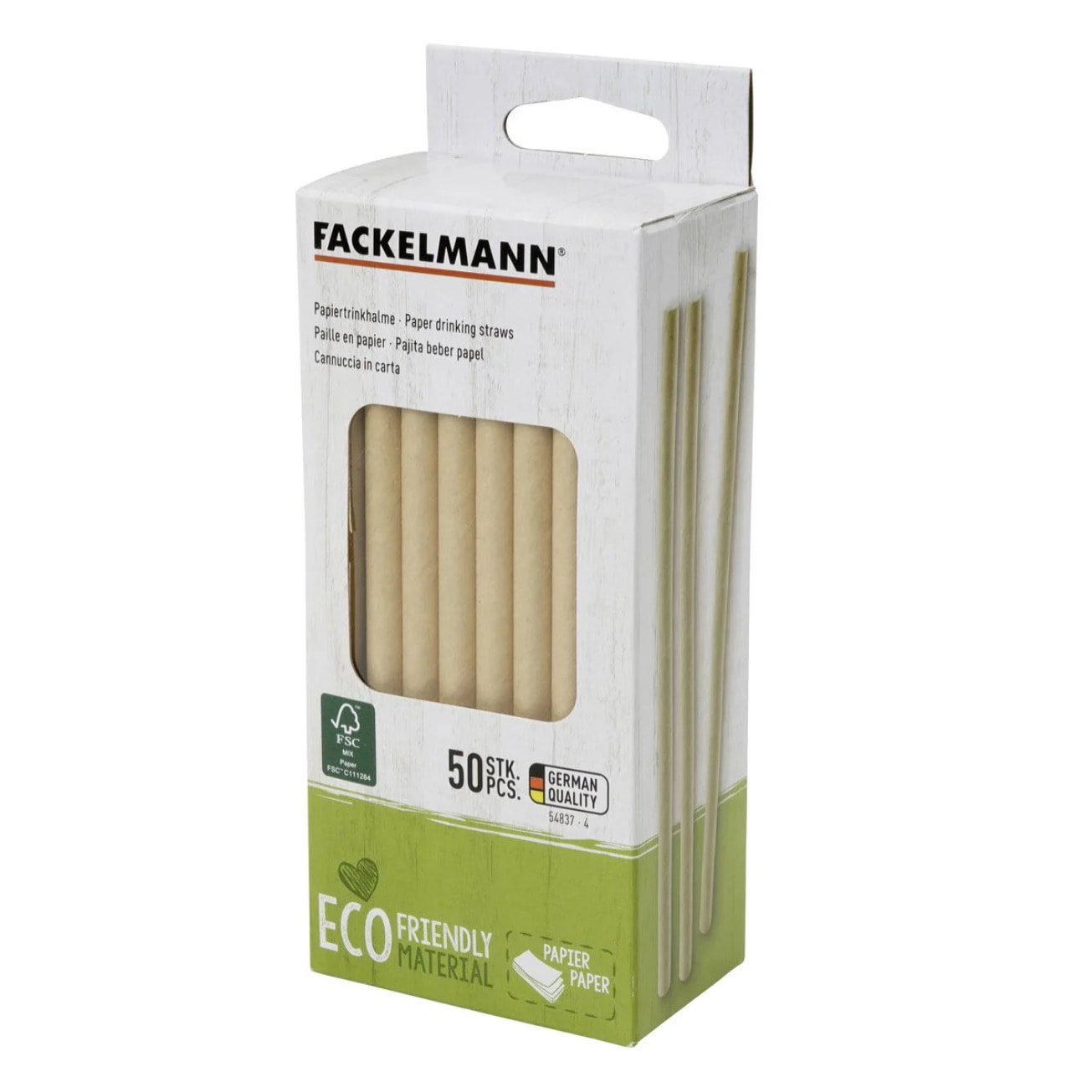 Boite de 50 pailles en papier rigide brun 15 cm Fackelmann Nature