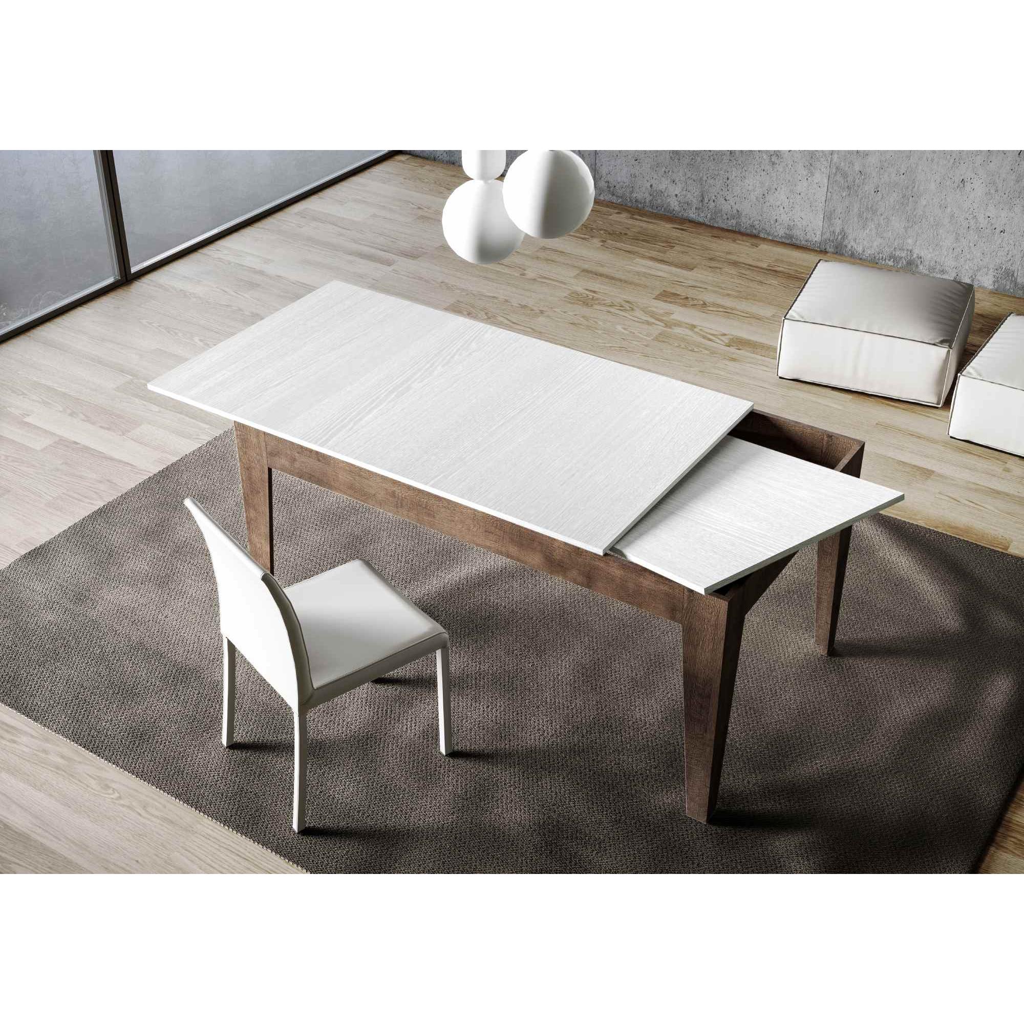 Tavolo allungabile 90x160/220 cm Cico Mix piano Bianco Frassino - base Noce