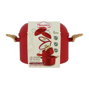 Batterie de cuisine amovible 8 pièces magenta en aluminium recyclé COLORAMA