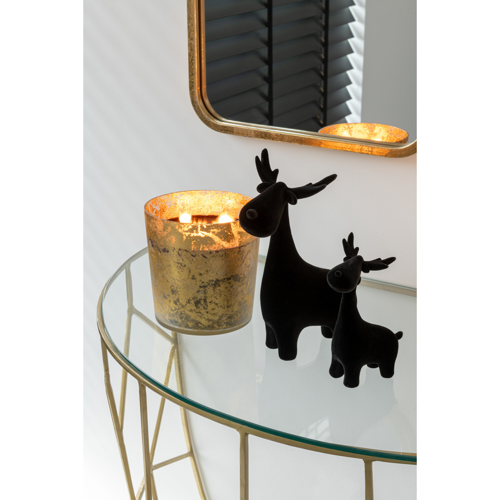 J-Line bougie parfumée M-Chic - Oud & Amber - verre - or/noir - medium - 80H