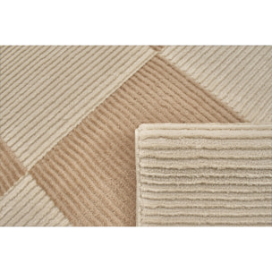 BIANCA - Tapis motif carreaux en relief crème et beige