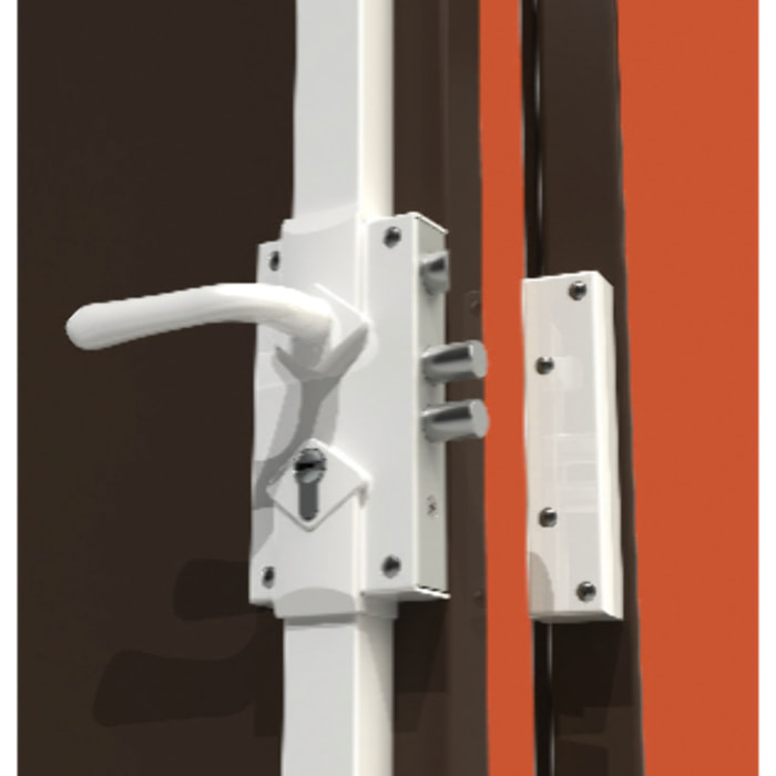 Serrure 300 en applique verticale 3 points réversible Marron H.2040mm sans cylindre + Entretoise 2.5mm MUL-T-LOCK - S300M