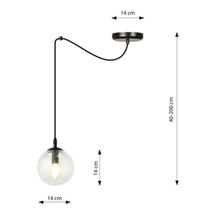 Lampada a sospensione GIGI in acciaio nero e vetro