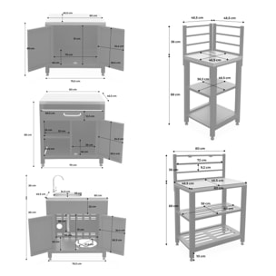 Cuisine extérieure 5 modules en acier inoxydable avec barbecue gaz 4 brûleurs