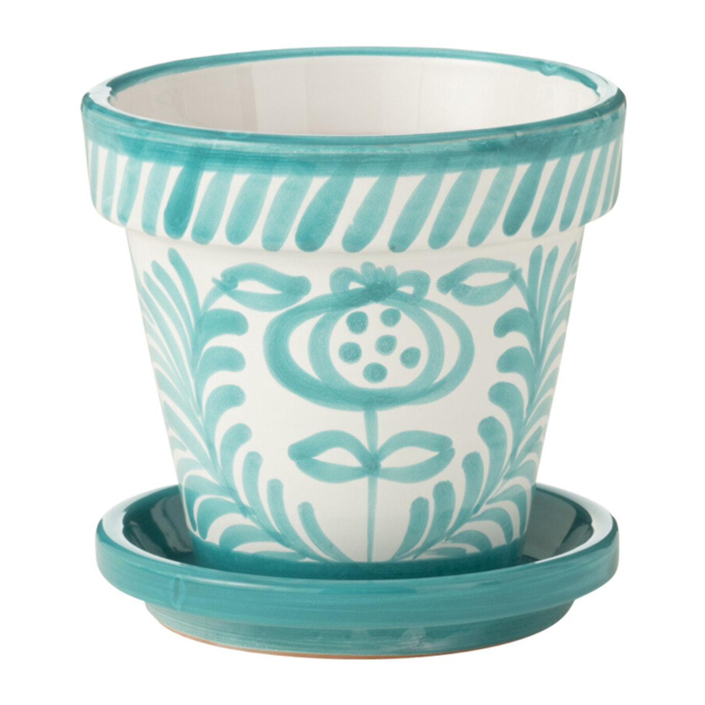 J-Line cache-pot Granada Handmade + Painted - céramique - aqua - small -  Ø 21 cm