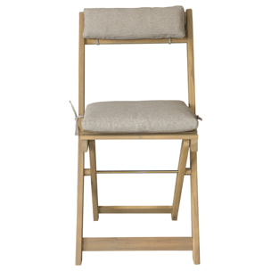 Ensemble table et chaises 2 places en acacia et coussins sable BENAGIL