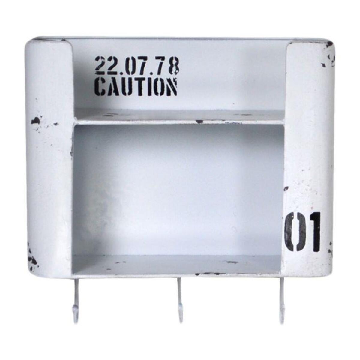 Mensola in metallo Bristol bianco 2 piani con appendino 3 posti quadrata cm30x10h30