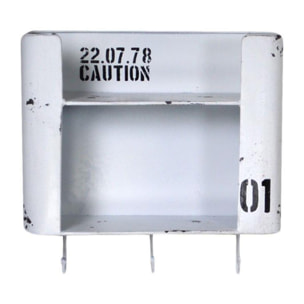 Mensola in metallo Bristol bianco 2 piani con appendino 3 posti quadrata cm30x10h30