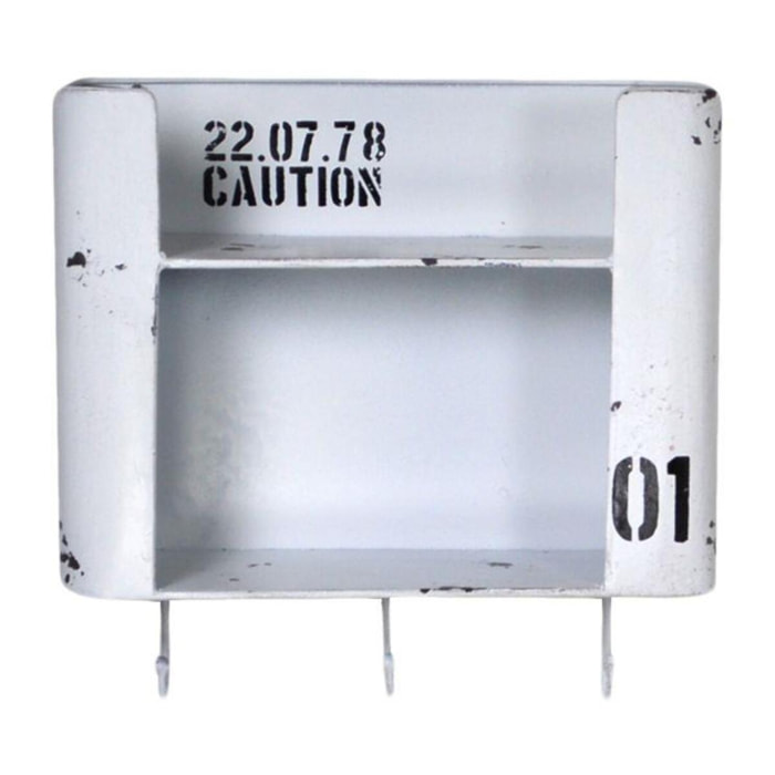 Mensola in metallo Bristol bianco 2 piani con appendino 3 posti quadrata cm30x10h30