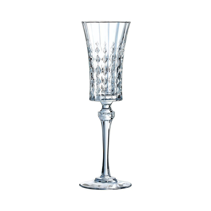 6 flûtes à champagne 15cl Lady Diamond - Cristal d'Arques - Verre ultra transparent au design vintage