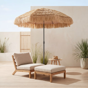 Parasol paille droit acier imitation bois, exotique MONACO