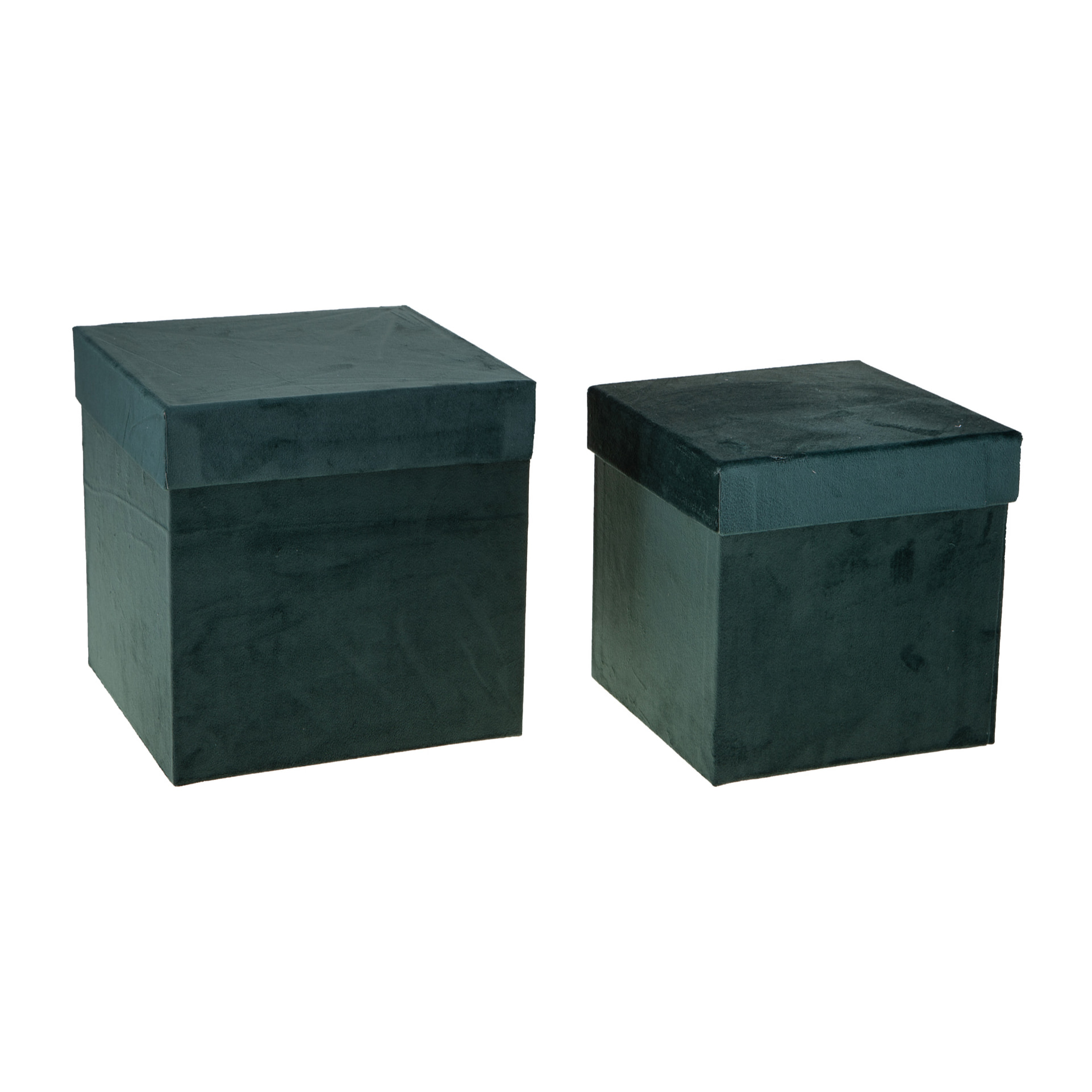 Set di 2 Scatole Quadrate Velluto - Pezzi 1 - Colore Verde - 23,5x23,5Hx23,5cm - Bianchi Dino