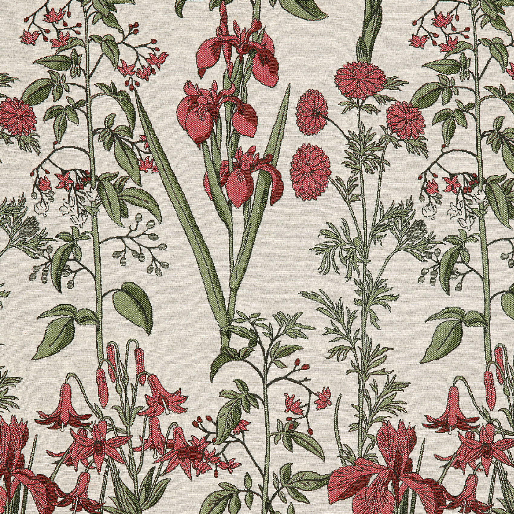 Rideau fleur d'Iris poly-coton - Rouge