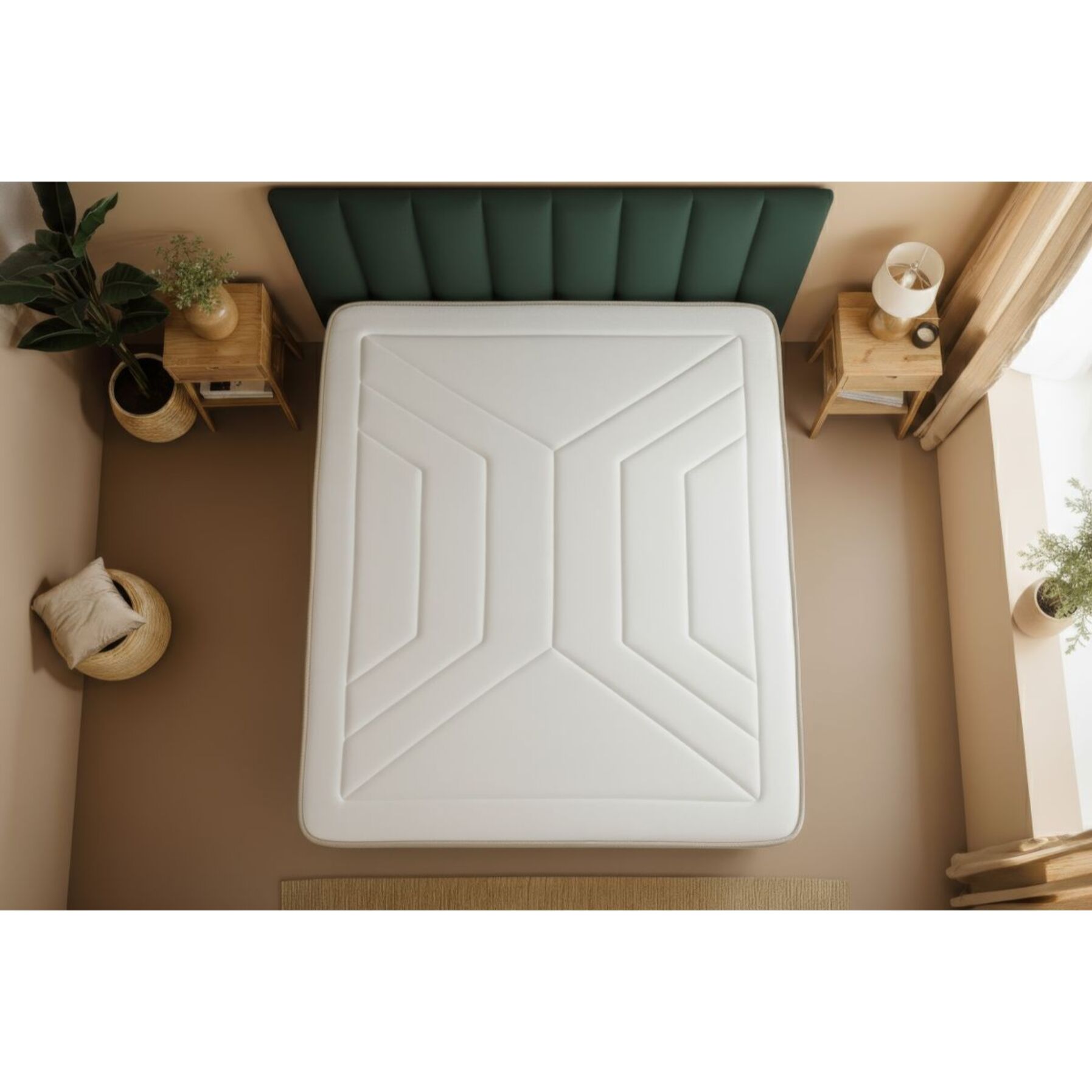 Ensemble - Matelas Ressorts ensachés et mémoire de forme 28cm d'épaisseur - 7 zones de confort - Confort équilibré - Sommier tapissier monobloc - 1 place