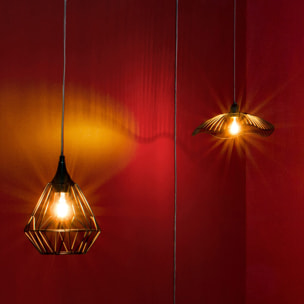 Suspension filaire "Flave" noire - métal D19 cm