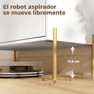 Aparador Moderno de 2 Puertas, Aparador de Salón con 3 Cajones, Estantes Ajustables, Encimera con Efecto Mármol, Patas de Acero, para Cocina, Entrada, Dormitorio, Blanco, 120x39,1x76 cm