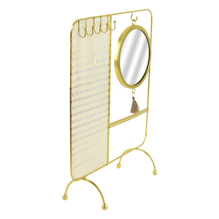 Porte Bijoux Miroir Filaire Metal 35.5x30x10cm