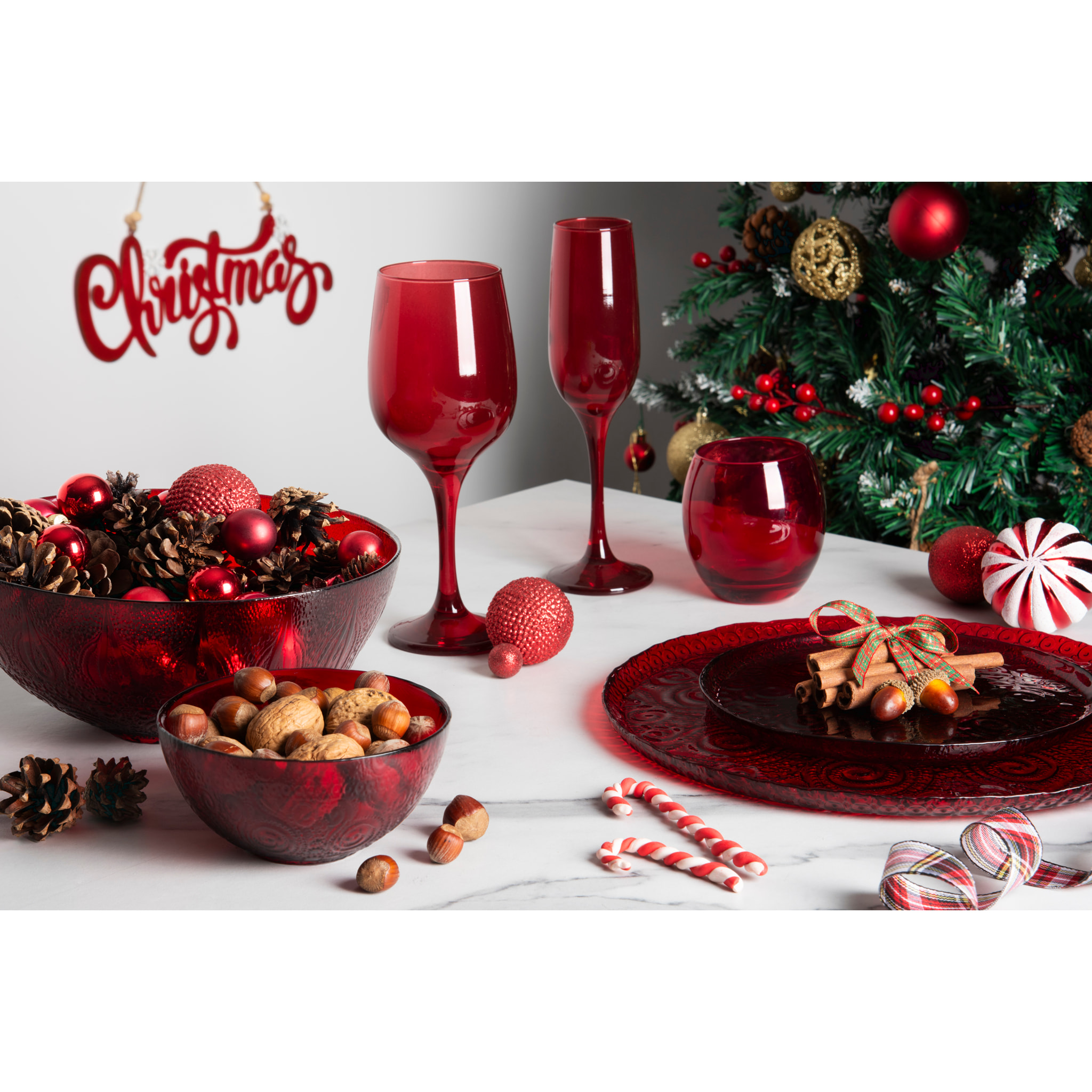 Set 6 Flute Excelsa – Burano, Vetro Rosso 25 cl