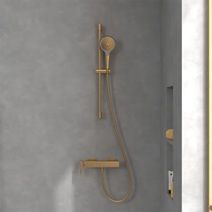 Mitigeur mécanique douche Subway 3.0 + Ensemble de douche Verve Showers 3 jets Or brossé