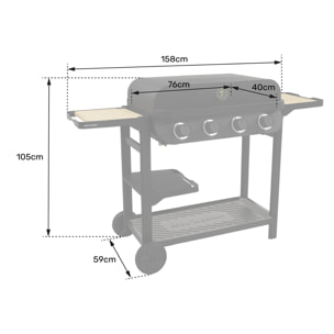 Cook'in Garden - Barbecue gaz FLAVO 76 SC sur chariot