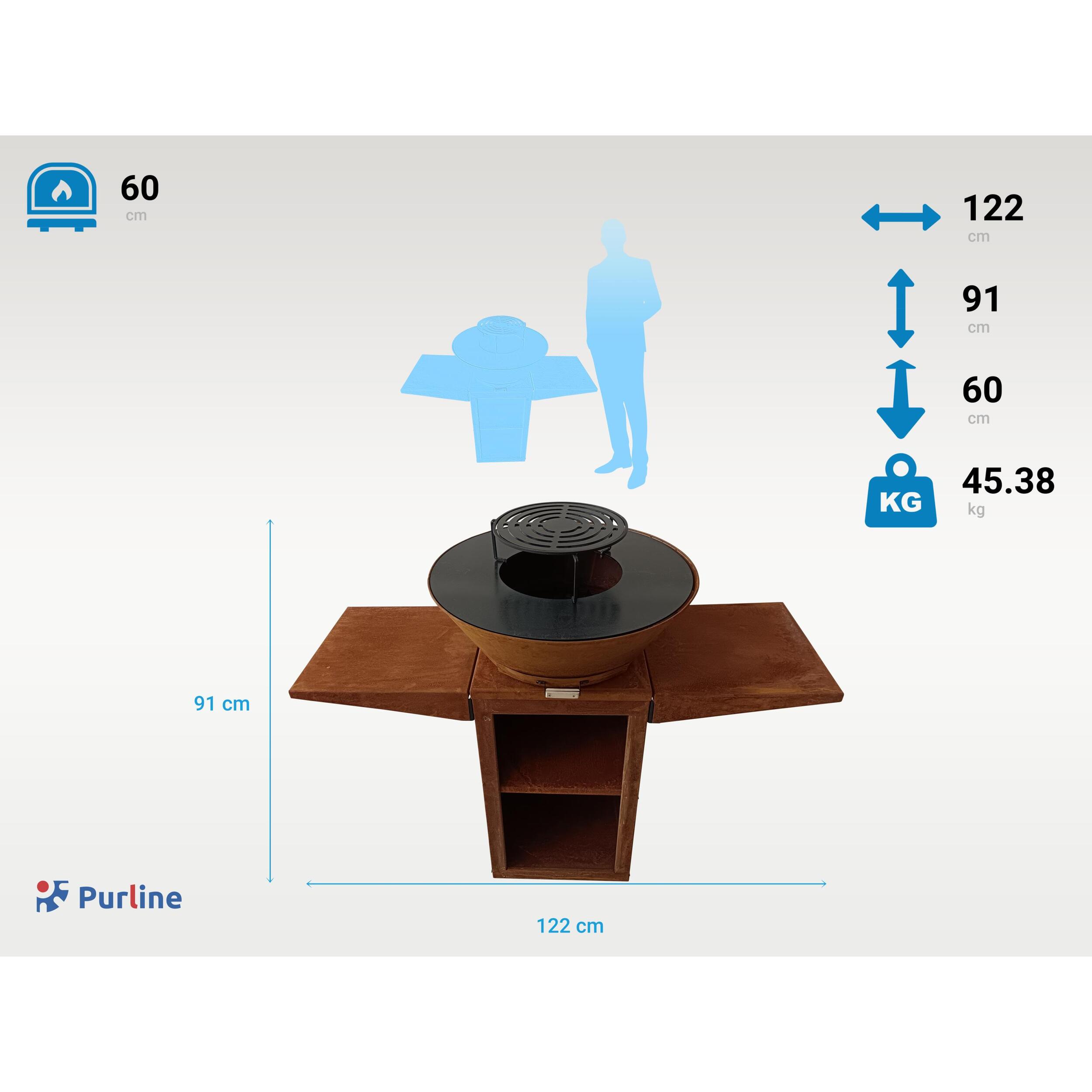 Barbecue avec plaque ronde, grill et support